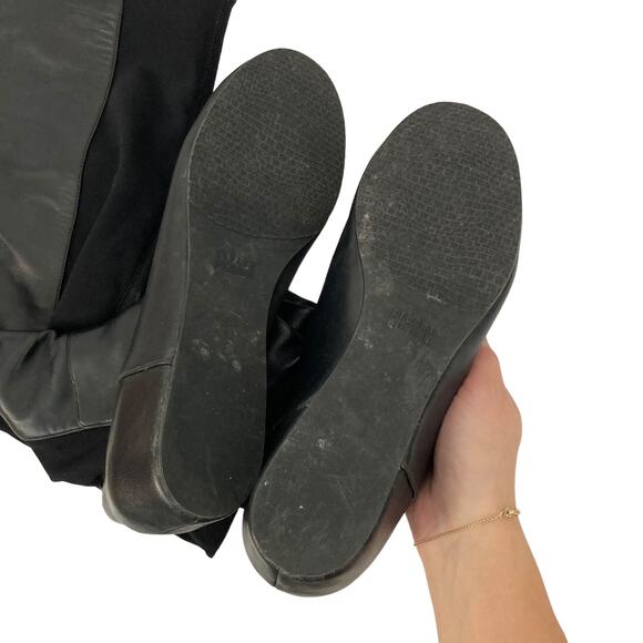 Stuart Weitzman Black Leather Wedge Tall Boots Sz 10.5 - Picture 3 of 7